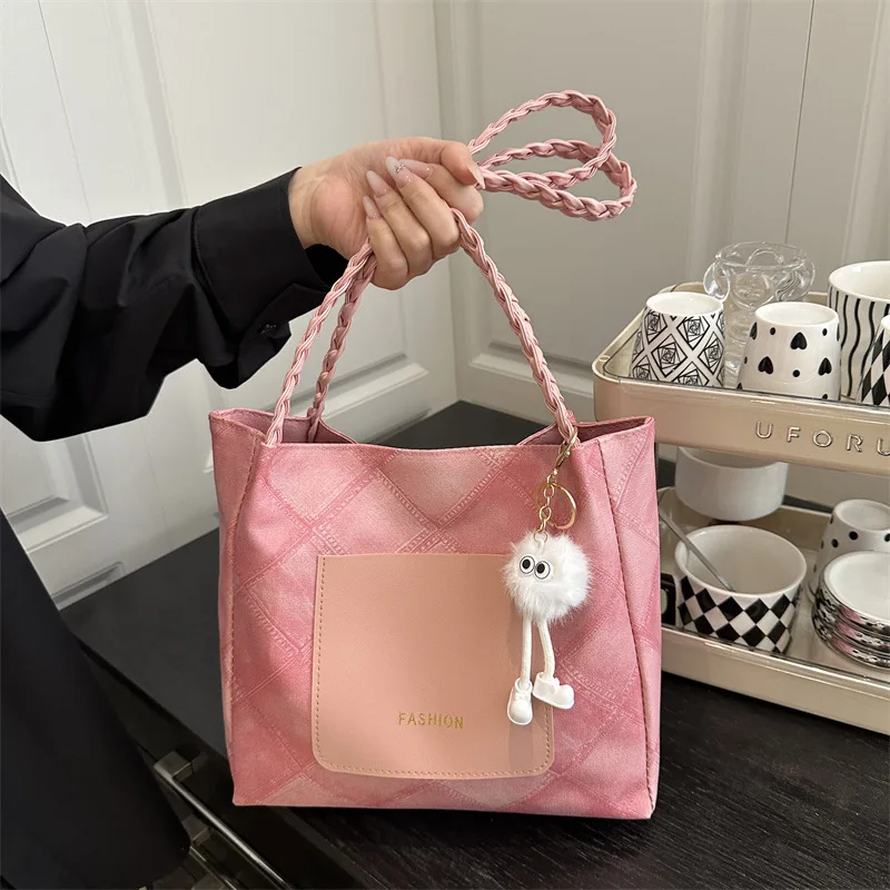 

Canvas Women's Shoulder Tote Bag Japanese High Quality Lady Student Bookbag Woman Handbag Luxury Female Large Hand Bags Pink