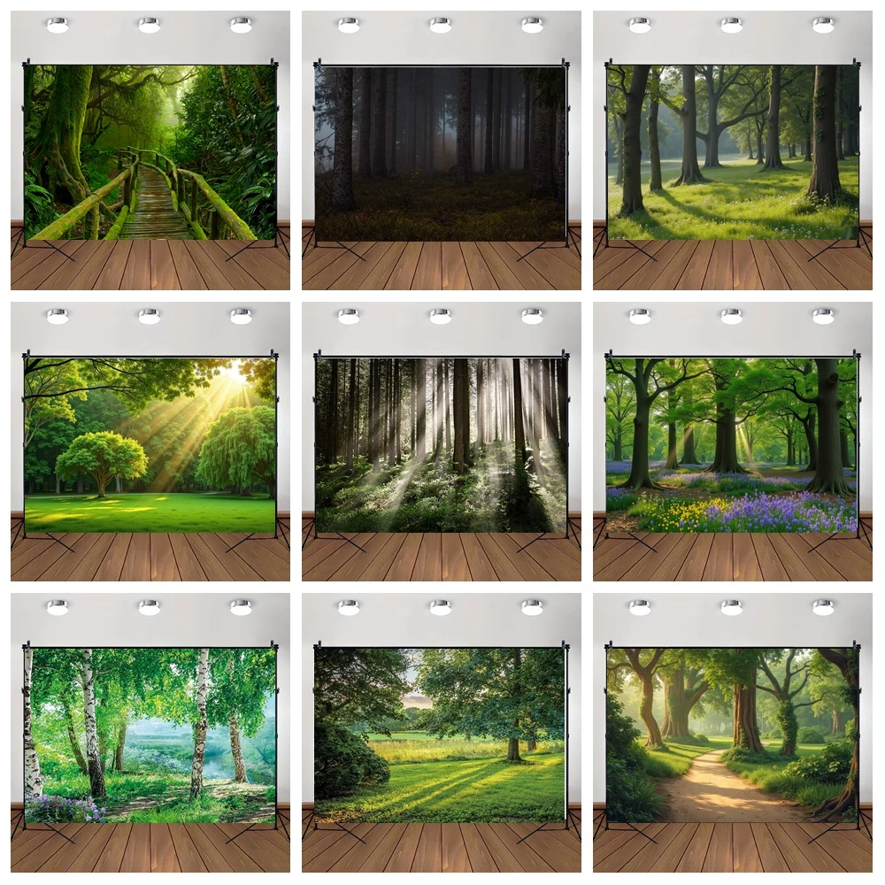 

MOON.QG Spring Green Trees Photo Background Grass Nature Landscape Backdrops For Photography Baby Shower Boy Wall Photo Poster