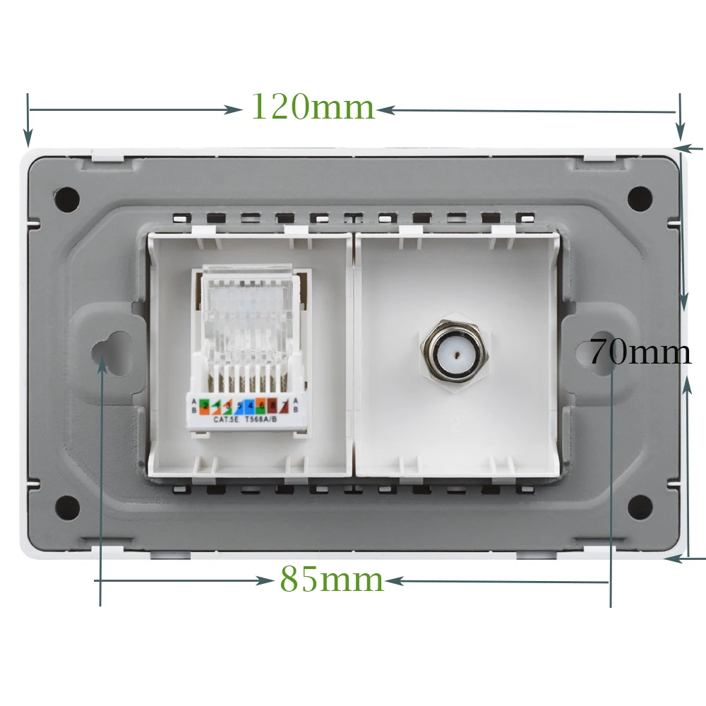 RJ45 TV RJ11 Internet Computer Jack Electric Power Wall US Plug Socket Pole PC Glass Panel Outlets Plate Mounted Home Office