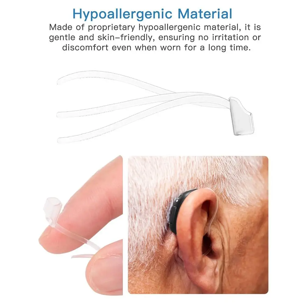 4Pcs NEW Low Touch Sports Lock Easy to Replace Secure Fit Hearing Aid Ear Grips Clear Retention Tail for Oticon 85db Ear Care