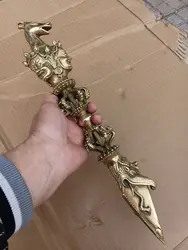 마법의 Vajra Dorje 도구 악마 퇴치 유물 불교 유봉 Dorje Phurpa 구현 말 머리