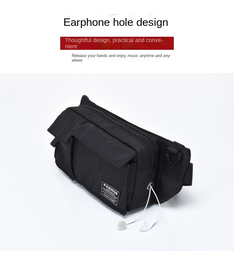 Men's Waist Packs New Casual Men's Chest Bag Fashion Sports Waist Bag Earphone Hole Design To Store Daily Necessities Packet