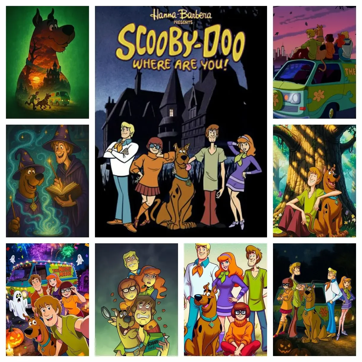 Pintura de Diamantes 5D DIY de Scooby Doo, Cuadro Completo Cuadrado o Redondo, Decoración Estética para Sala de Estar, Dormitorio, Bar, Regalo para Niños