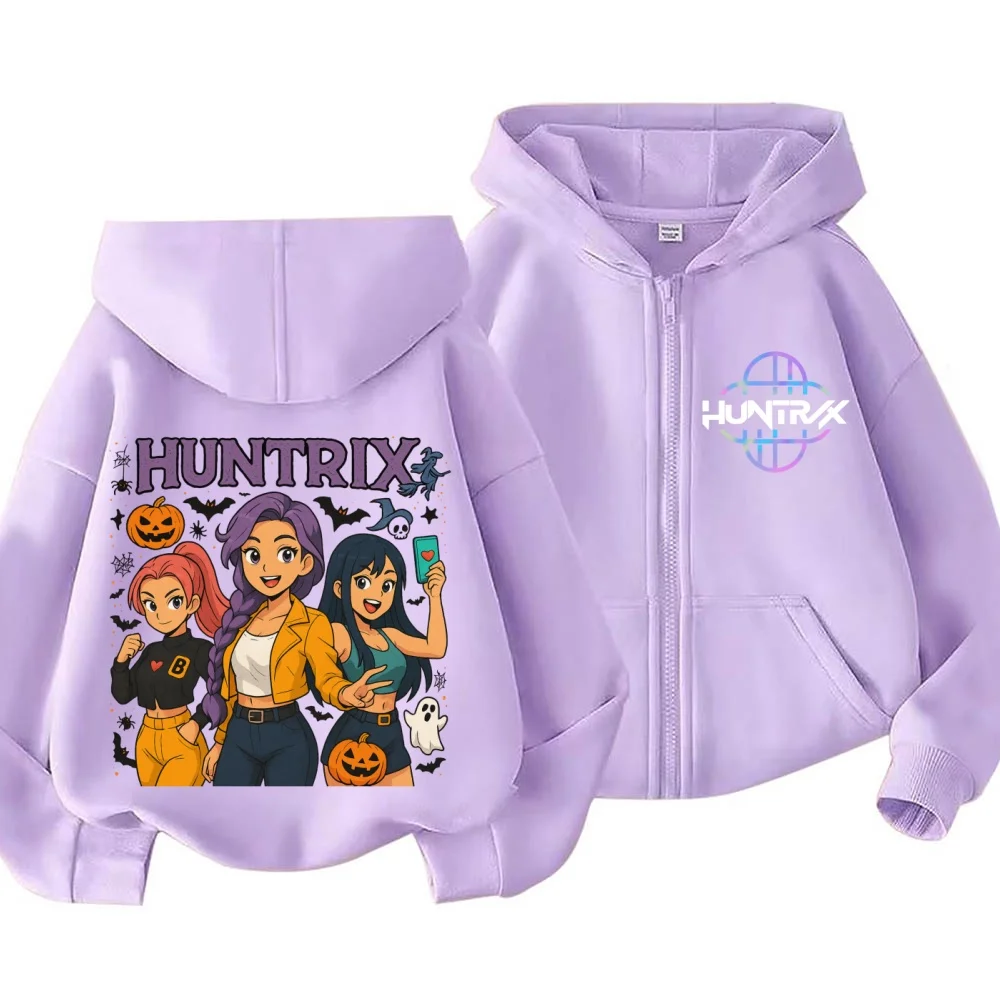 

Забавная толстовка на молнии Kpop, толстовка с капюшоном «Охотники на демонов», детская одежда, толстовка для маленьких девочек и мальчиков, толстовка на молнии на Хэллоуин, детская повседневная толстовка