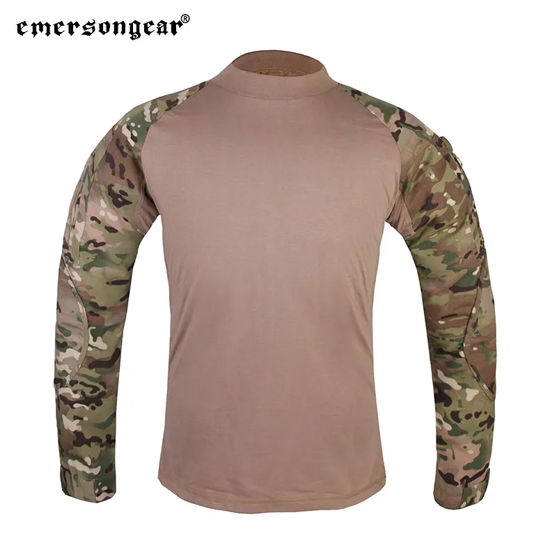 Emersongear, camisas de combate táctico, camisetas para hombre, camisetas de caza al aire libre, ropa Airsoft, camiseta de manga larga de camuflaje para senderismo MC