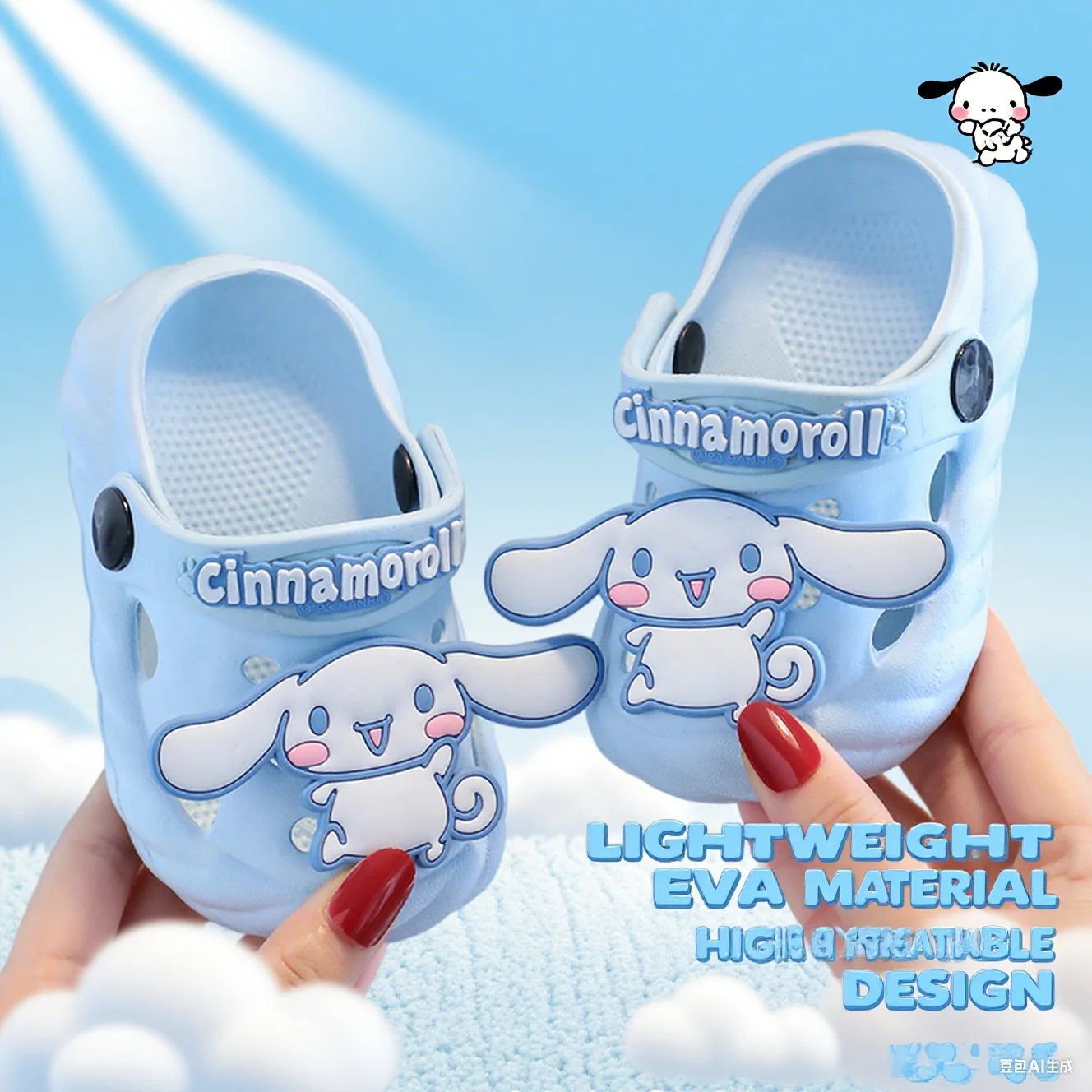 

Kawaii Sanrio Children Summer Slippers Anime Cartoon Kuromi Cinnamoroll Kid Indoor Slippers Home Non-Slip Flip-Flops Girl Gift