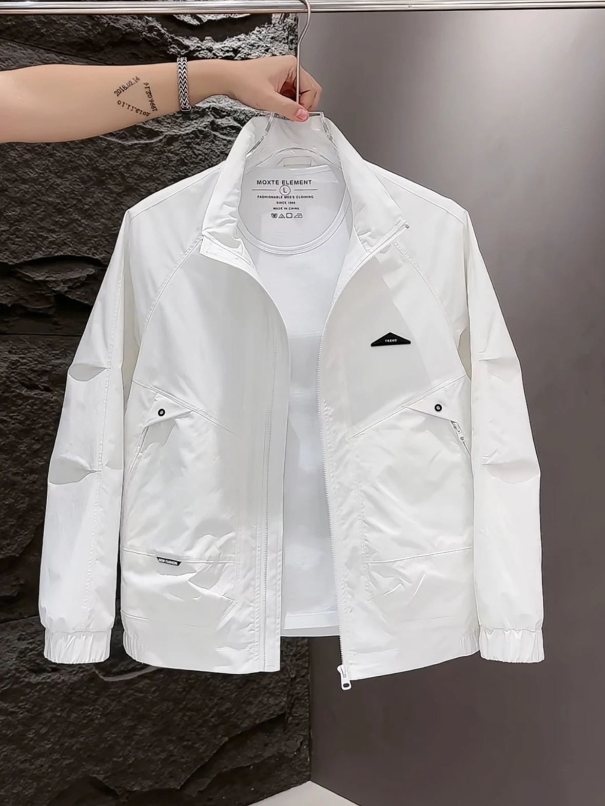 

Модная повседневная мужская одежда Jaet, осень 2024, облегающая универсальная рабочая одежда Sli, легкая полиэстеровая застежка-молния, без бренда