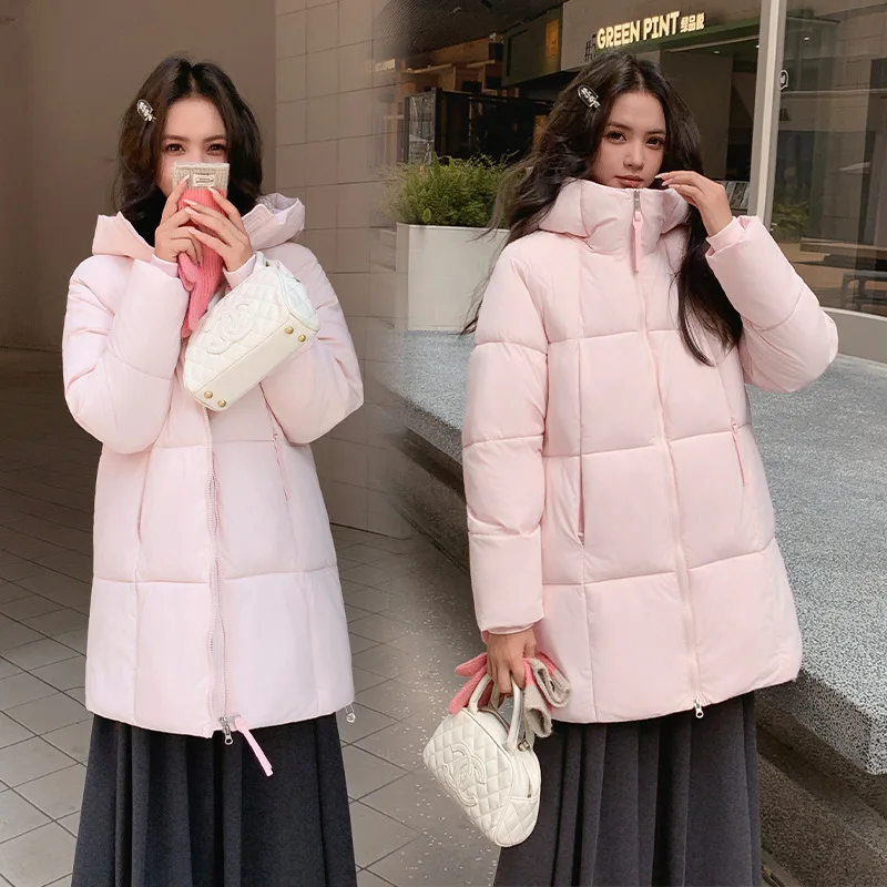 Piumino in cotone medio-lungo per abbigliamento invernale da donna, versione coreana 2025 con sbuffi nuvolosi taglie forti
