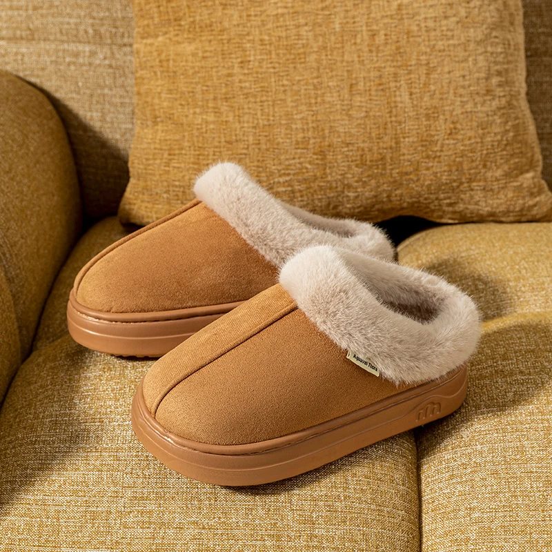 Stilvolle Damen-Winterhausschuhe für den Innenbereich, warm, dick, weiche Sohle, bequem, für den Außenbereich, rutschfest, für Herren, Heimschuhe, Paar – Detail 3