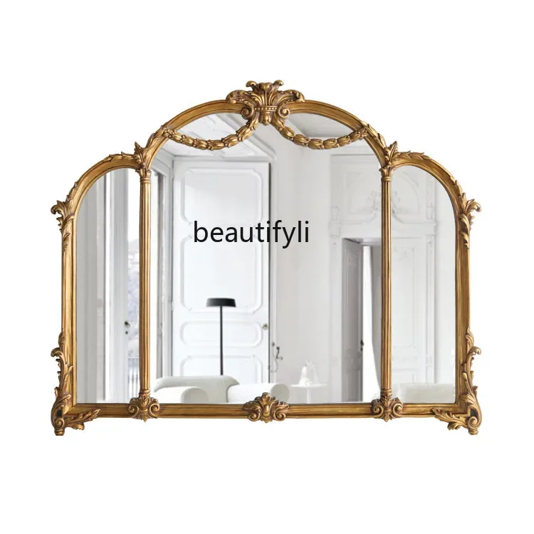 

ss new styelFrench and European carved wall hanging makeup 3-sided bedroom countertop dressing mirror living room decorative mir