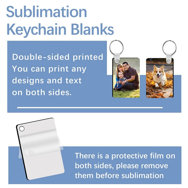 240Pcs Sublimation Keychain Blanks Double Sides Include 80 MDF Sublimation Keychains Blank With 160 Rings And Clips