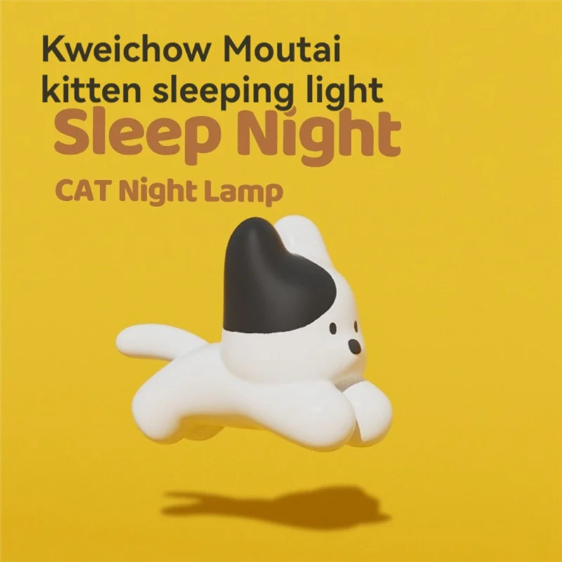 ABPQ-Feitian Kitten Night Light Usb Rechargeable Bedroom Bedside Atmosphere Light Girl Birthday Gift Night Light