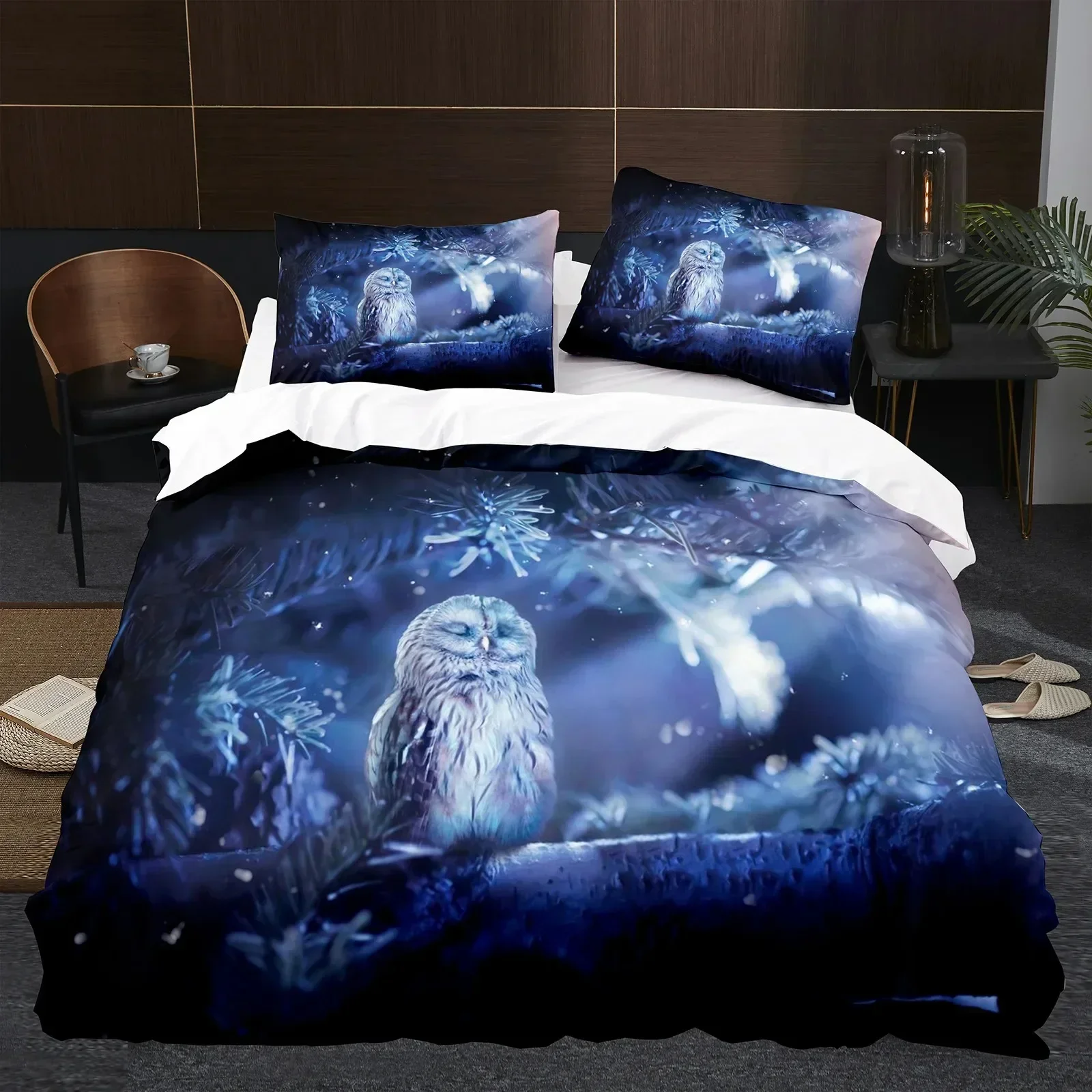 Animal Owl Bird Black Nighthawk Bedding Set Boys Girls Twin Queen Size Duvet Cover Pillowcase Bed Kids Adult Home Textileextile