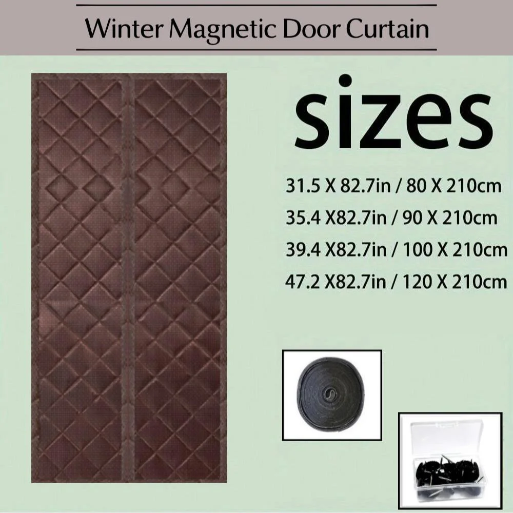 Heat Insulated Magnetic Door Curtain, Winter Windproof Punch-Free Cold Block Partition Curtain For Home Bedroom