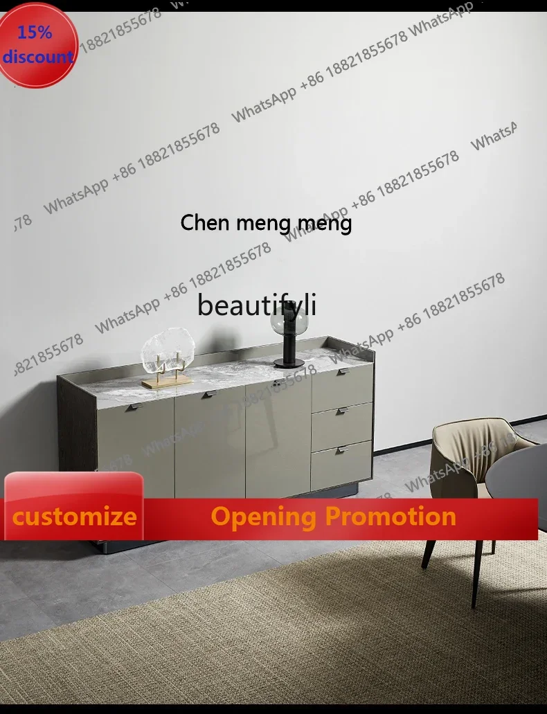 

B7304 ss Italian Minimalist Stone Plate Sideboard Cabinet Affordable Luxury Style Modern Minimalist Entrance Cabinet