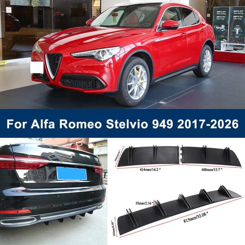 

2-Segment Shark Fin Rear Diffuser For Alfa Romeo Stelvio 949 2017-2026 Rear Bumper Lip Splitter Chassis Spoiler Tuning Parts