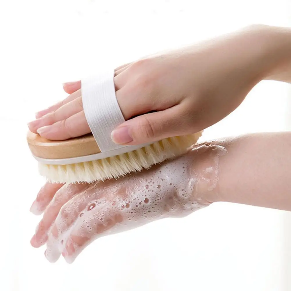 ขนแปรงธรรมชาติ Back Scrubber แปรงอาบน้ําที่ถอดออกได้ยาวแปรงอาบน้ํา Exfoliating Body Massage แปรงอาบน้ํา