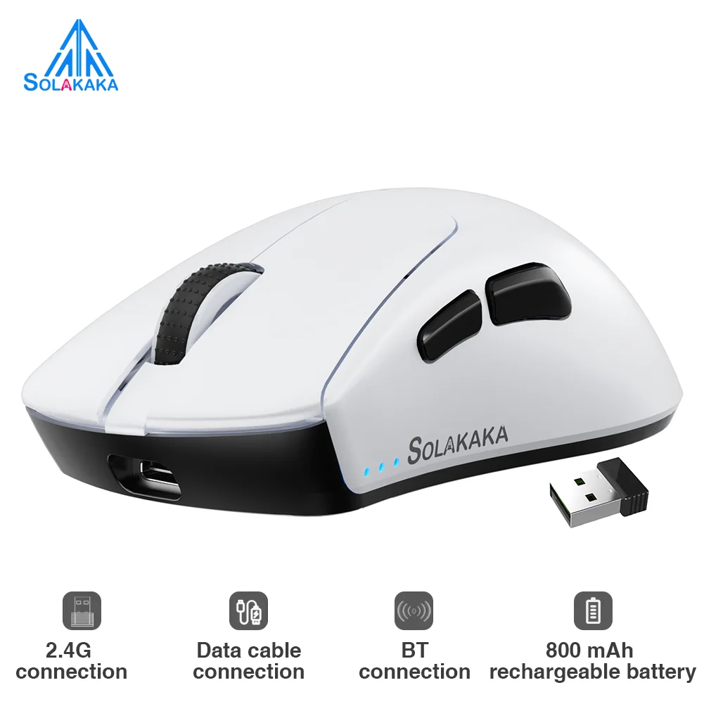 

SOLAKAKA SM805 Wireless Gaming Mouse Tri-Mode Connection Ultra-Light 24000DPI PAW3311 800 mAh Programmable Esports Gaming Mouse