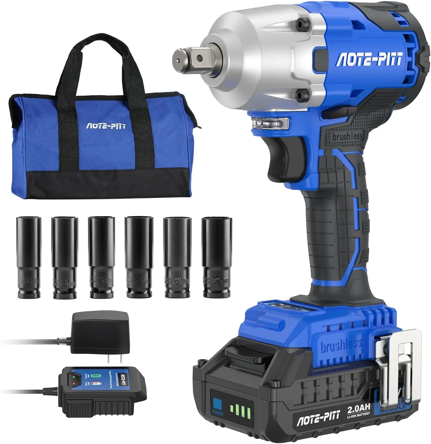 20V 370 Ft-lbs Brushless Impact Wrench Kit,1/2 Inch Cordless Electric Impact Gun,High Torque3 400 IPM Impact Driver with 6 Drive