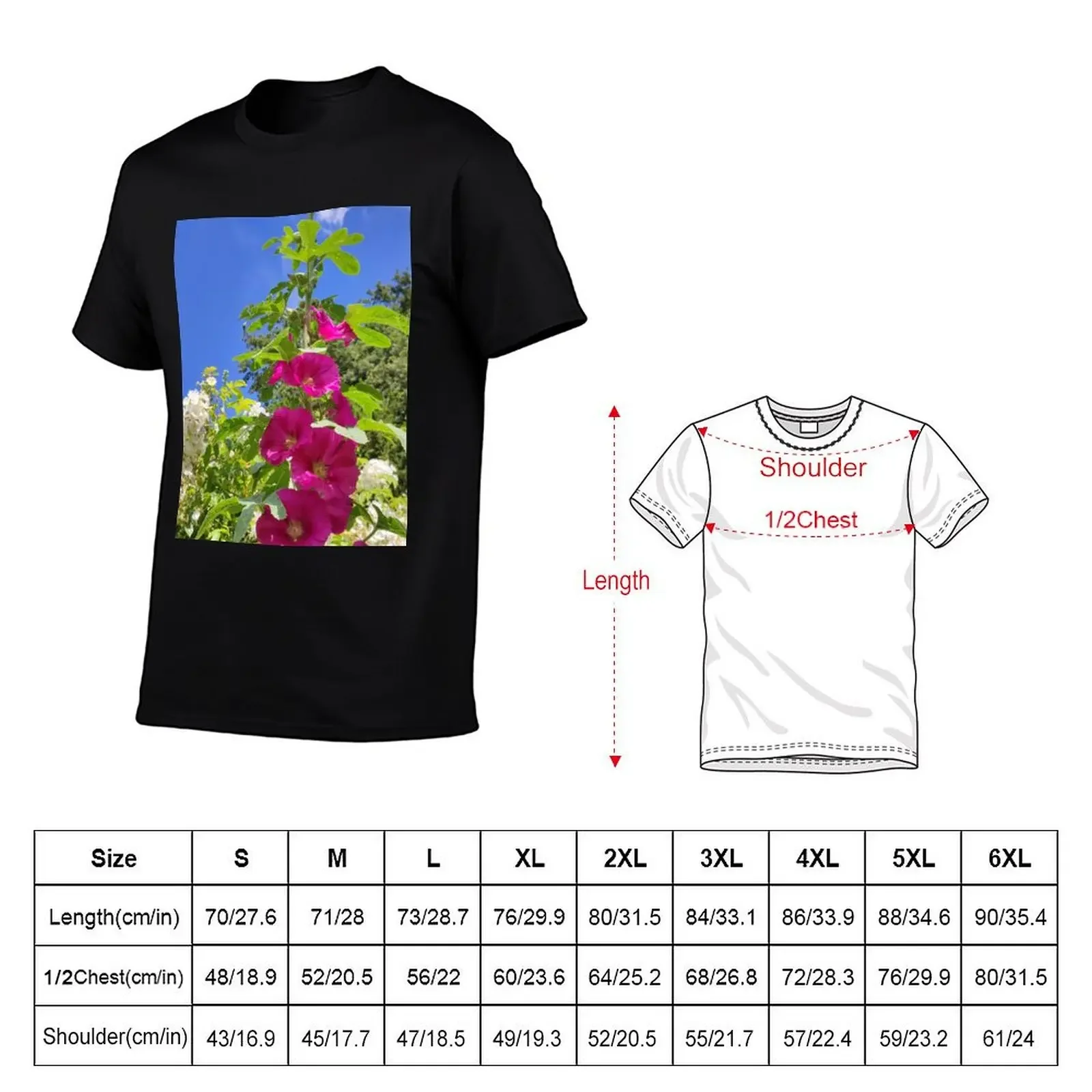 Hollyhocks, ex France now resettled in the UK T-Shirt graphic shirts tops vintage anime shirt anime t shirts Men's t shirts