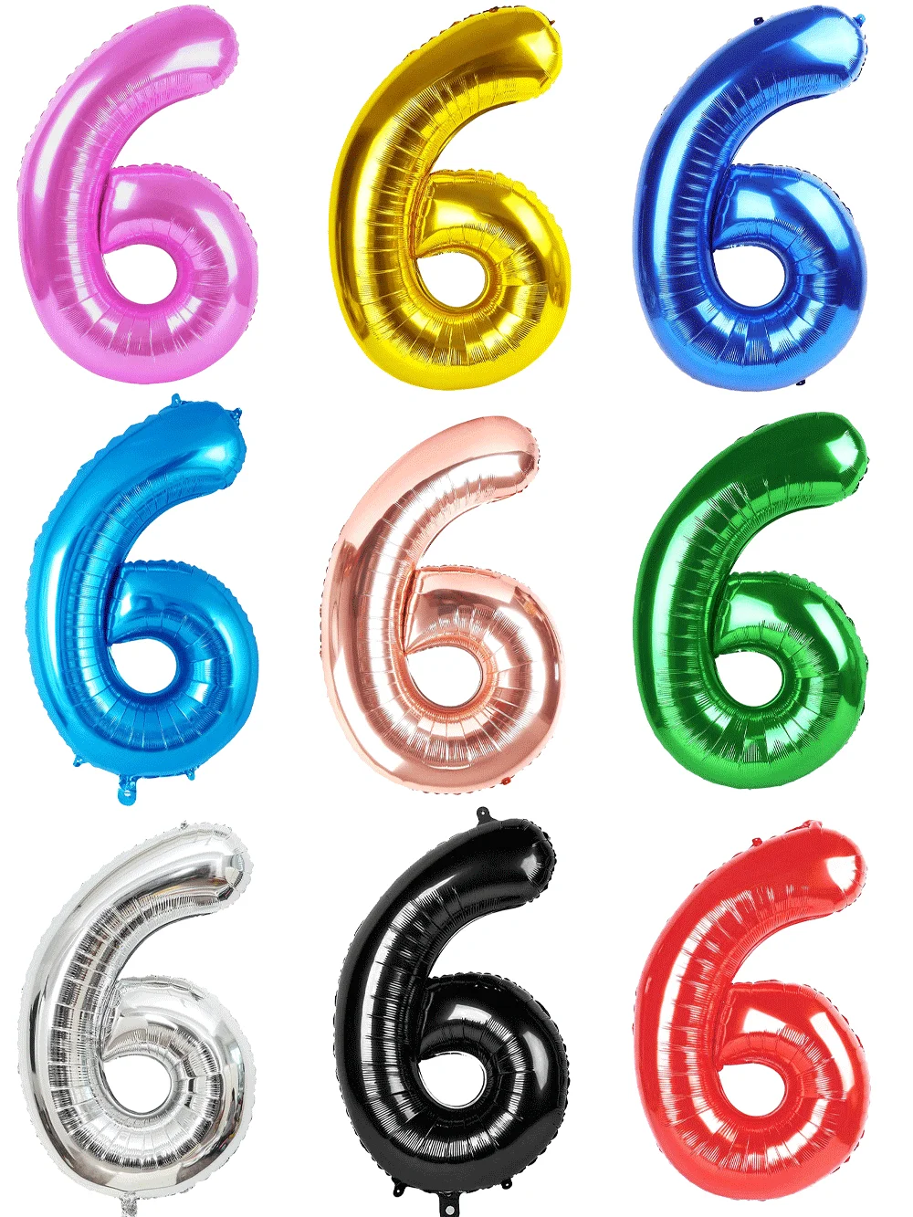 32 Zoll mehrfarbige Nummer 6 Ballon große Zahlenballons 0-9 Jungen Mädchen Geburtstagsdekoration Frauen Männer Party Jubiläumszubehör – Detail 1