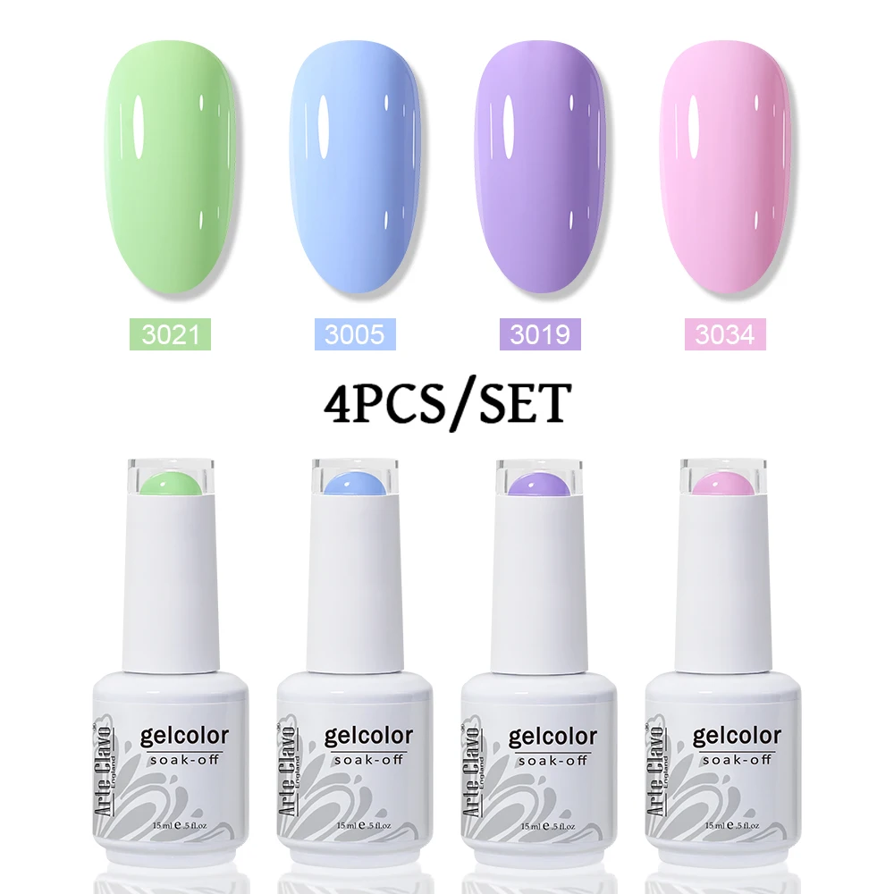 Arte Clavo Gel Nagellak Set 4 STKS 15 ml Semi Permanente Glitter Base Top Coat UV LED Nail Art Design vernis Nagelbenodigdheden Kits