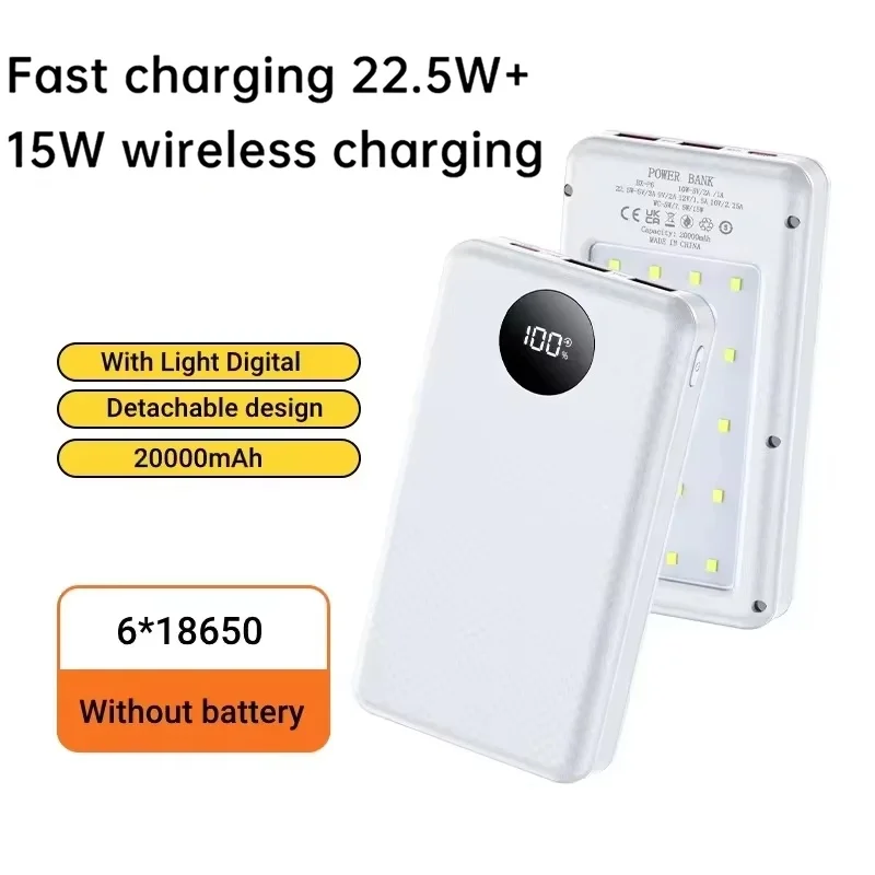 10W 6*18650 Power Bank Battery 18650 Battery Holder 10W Fast 18650 Battery Cases Compact Electronic Accessory For Daily Use Kit