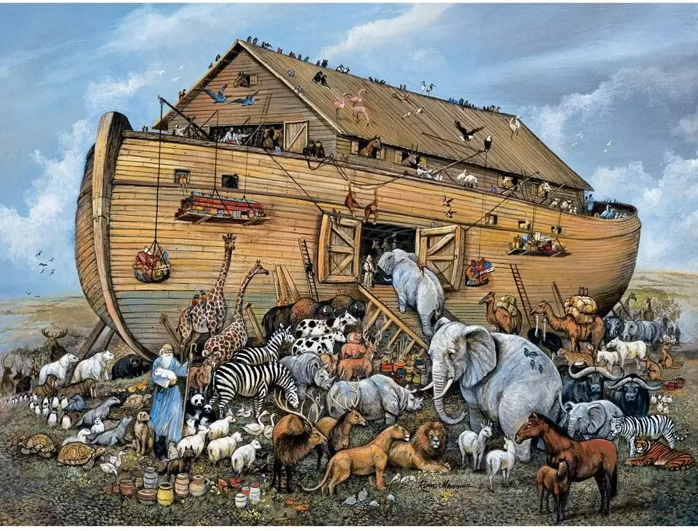 1314/300/120 Pieces Wooden Puzzle for Noahs Ark Jigsaw Puzzles for Challenging Family Activity Games Party Birthday Gift