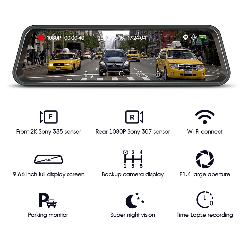 Dual Camera Car GPS Dvr Review 24-Hour Parking Car Dash Cam Dvr Rearview Mirror