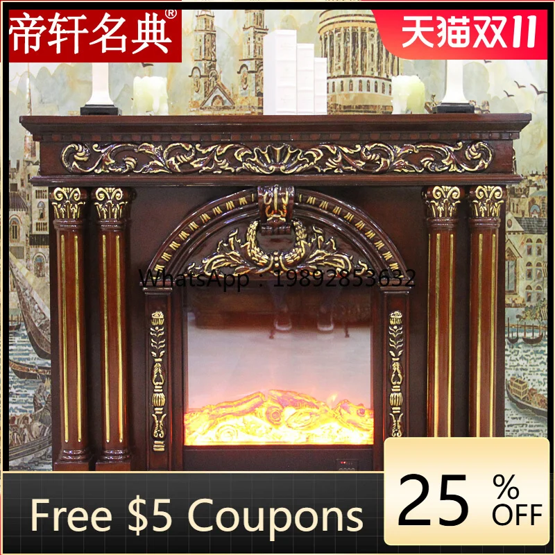 

LYY 1.5m European Style Fireplace Decorative Cabinet Solid Wood American Style Fireplace Frame Luxurious Gold Decoration Heating