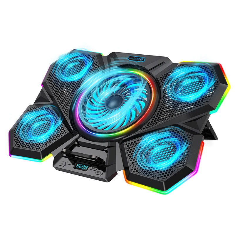 Game Style RGB Laptop Cooling Pad With 5 Fans For 17 Inch Tablet PC Notebook Cooler Stand Gaming Cooling Fan Pad Accessories