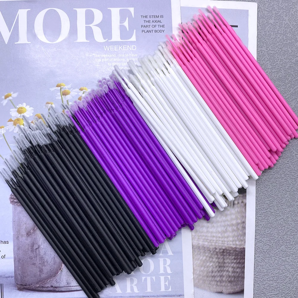 100/400pcs Micro Brush Disposable Lash Removing Swab Microbrush Mascara Wands Applicator Eyelash Extension Makeup Brushes Tools