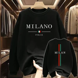 2025 New Arrival Fashion Milan Printed Pullover High Grade Male Daily Casual Sports Long Sleeved T-shirts Spring Autumn Warm Top