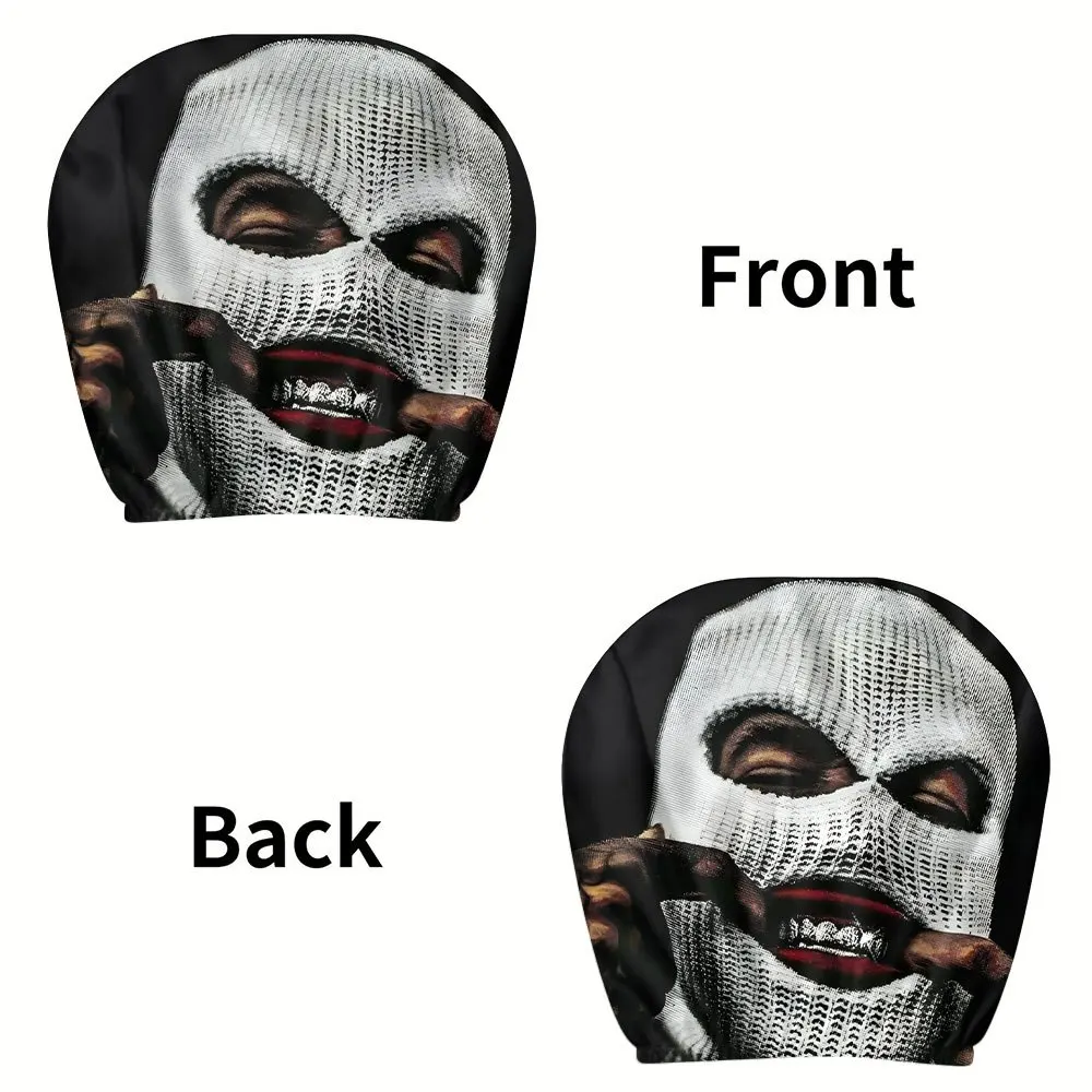 قطعتان من أغطية مسند رأس السيارة ذات القناع الأبيض اللص، ديكور تلقائي مضحك للمزحة الليلية، مناسب عالميًا للإكسسوارات الداخلية