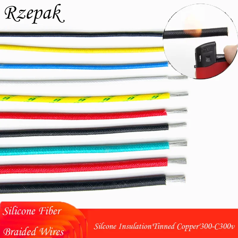 2/5/10M Braided Silicone High Temperature Wire 300°C Soft Copper Cable Fiberglass Braided Insulated Warm Floor Heat Element Line