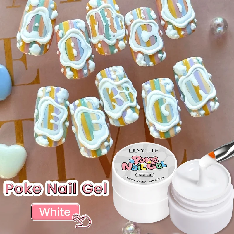 

LILYCUTE 8 мл белый черный Poking Poke гель-лак для ногтей многофункциональный УФ-светодиодный без протирания кружевной гель-лак для рисования
