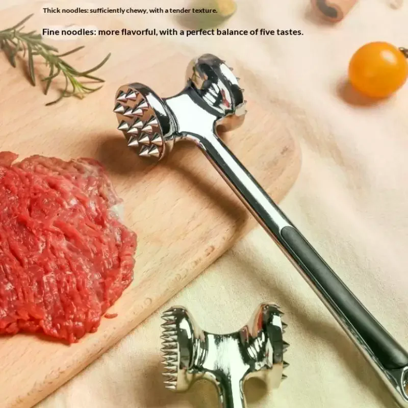 Double Sided Meat Tenderizer Hammer Stainless Steel Meat Mallet With Ergonomic Handle For Kitchen Cooking