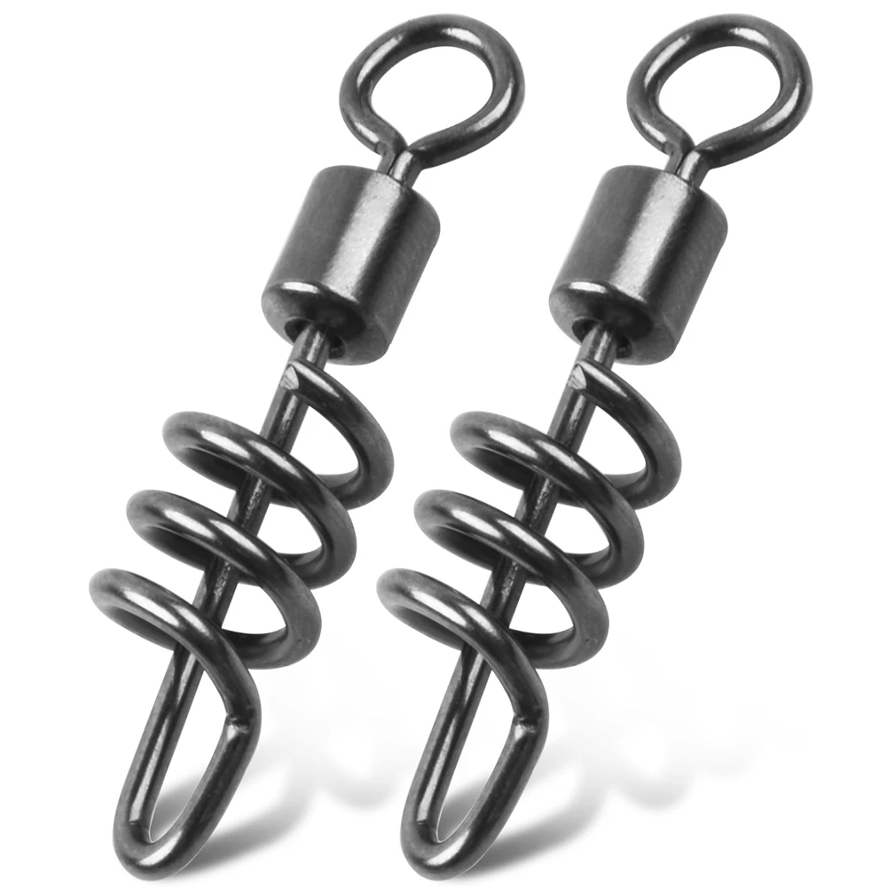 10Pcs Fishing Corkscrew Swivel Snaps Stainless Steel Fishing Barrel Rolling Swivels Quick Clips Fishing Lure Line Connectors