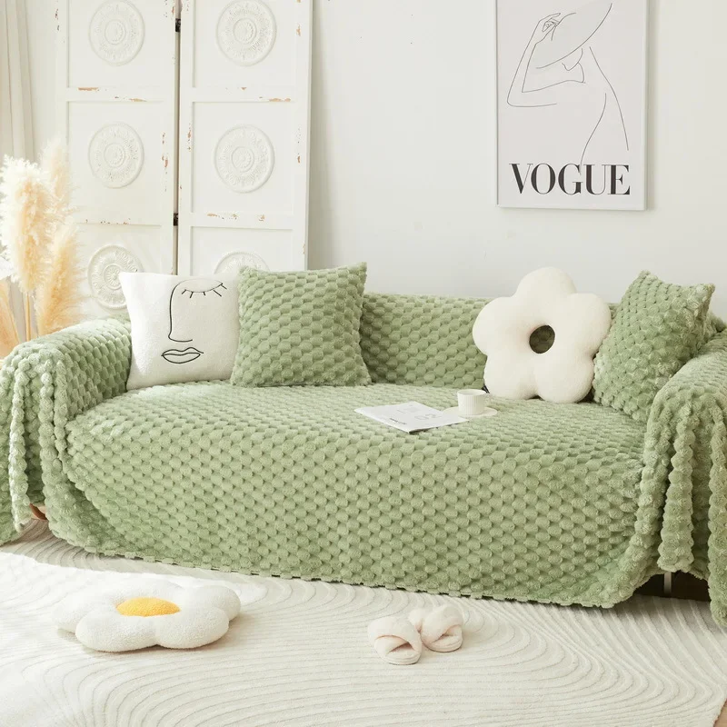 Plush Sofa Cover Chenille Cover Universal Couch Towel Anti-cat Scratch Protection Sofa Blanket Dust Proof Sofa Cover