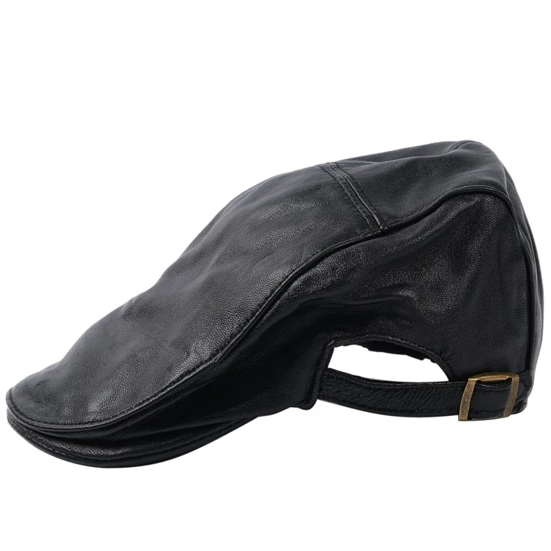 Leather hats men's baseball trendy thin mid-aged forward berets