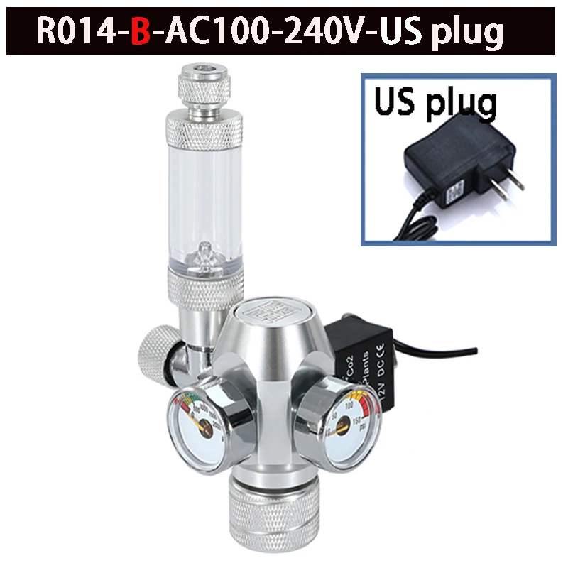 ZRDR AC100-240V Aquarium CO2 Regler Elektromagnetisches Ventil Blasenzähler CO2 Steuerungssystem Aquarium CO2 Druckminderventil 3
