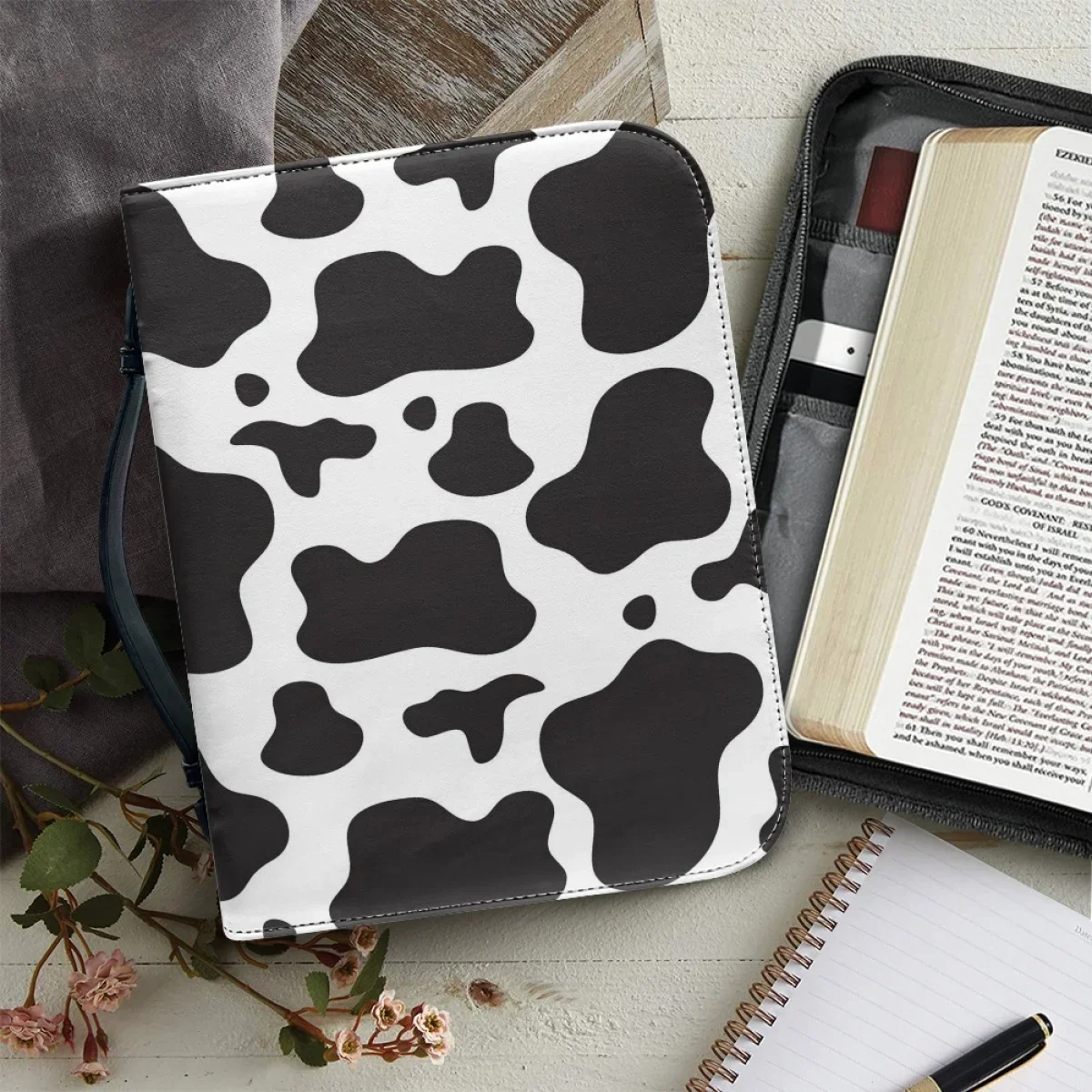 

Hot Cow Pattern Printing Leather Handbag for Women New Practical Bible Bag Christian Bible Storage Bag Custom Bible Cover Case