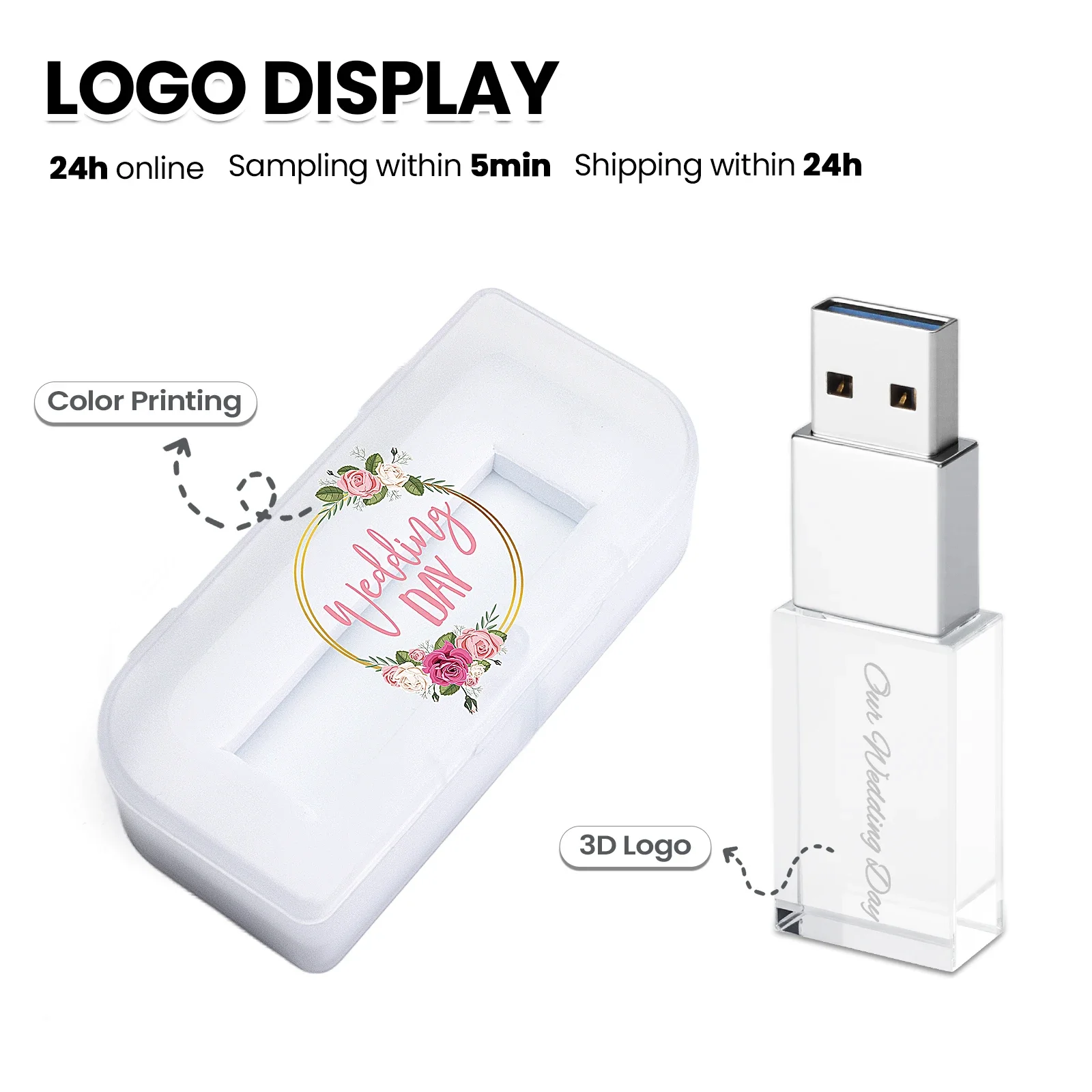 

USB3.0 Crystal USB 3.0 Flash Drive Memory Stick Free Custom Logo Pen Drive 128GB 64GB Plastic Box Storage Device Pendrive U Disk