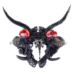 Adult Children Demon Sheep Horn Head Band Flower Decor Hair Hoop Halloween Christmas Costume Cosplay Party Supplies