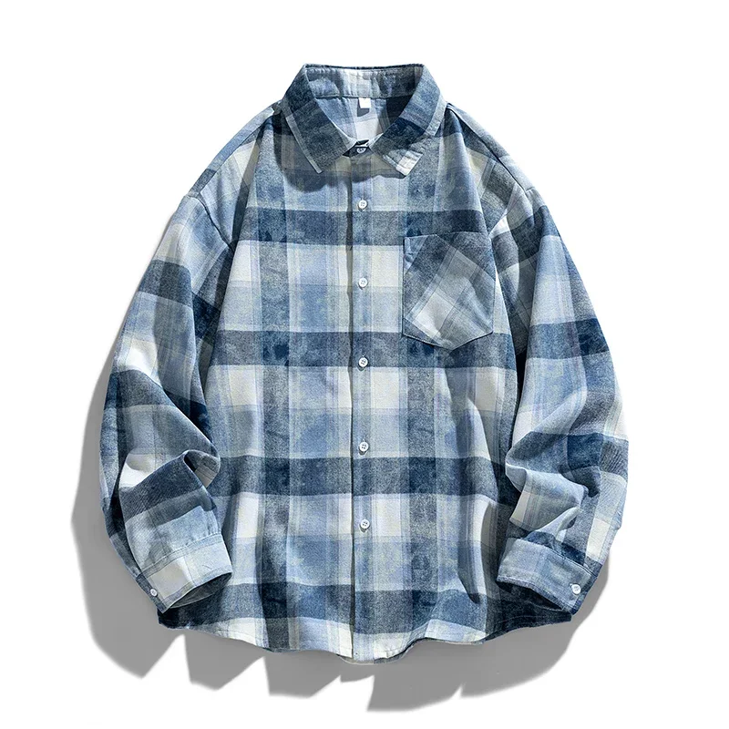 

New Men Long Sleeved Shirt New Plaid Shirt Men's Summer New High-end and Handsome Shirt Loose and Thin Sun Protection Jacket