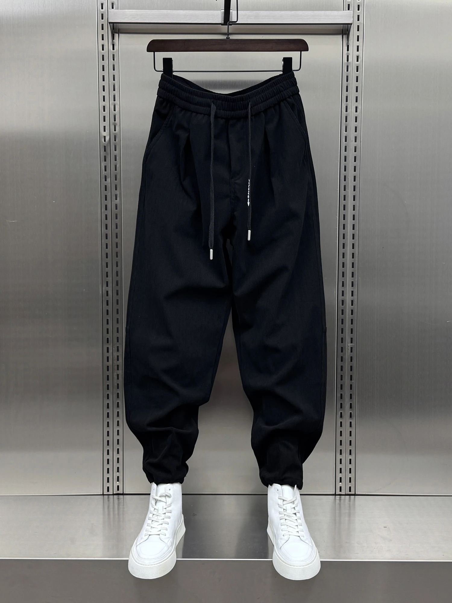 

Мужские повседневные брюки Harajuku Sle, новые осенние свободные брюки из вельвета, облегающие, черного цвета, универсальные, удобные брюки Harlan