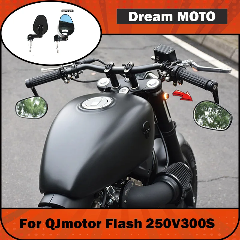 【Premium】For QJMOTOR Flash 250V300S retro handlebar rearview mirror, motorcycle handlebar rearview mirror, rearview mirror acces