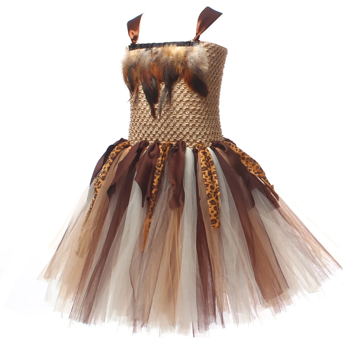 洞窟少女コスチューム 女の子用 ワイルドマンコスプレ 誕生日 ジャングルカーニバルパーティードレス ファンシーチュチュ衣装 ハロウィンチュチュドレス