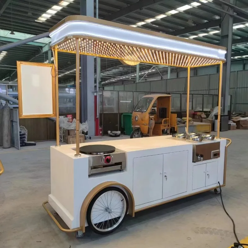 Display Case Gelato Ice Cream Food Vending Outdoor Flower Cart Showcase Towable Rust Resistant Fast Food Bulk&Custom