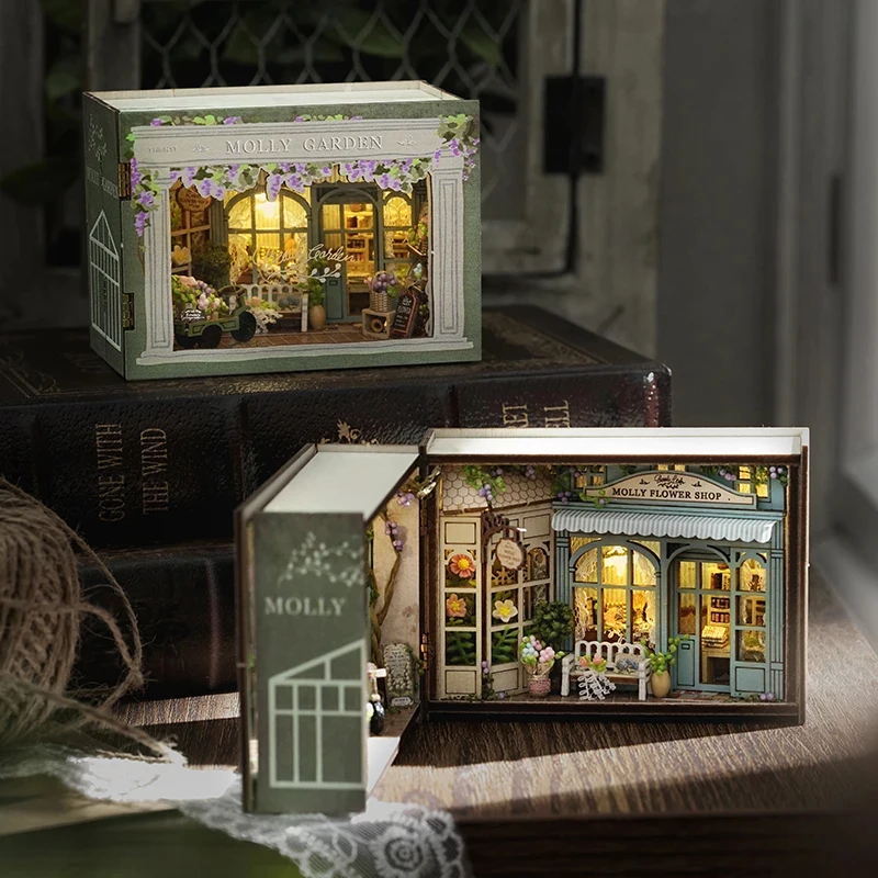 

OUZEY DIY Wooden Mini Dollhouse World Forest Wonderland Casa Miniature Building Kit with Furniture for Girls Gift